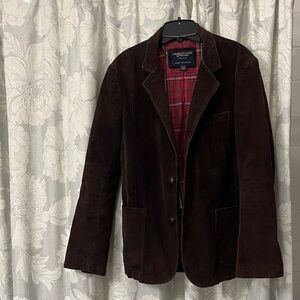 American Eagle Outfitters Brown Corduroy Blazer with Plaid Lining